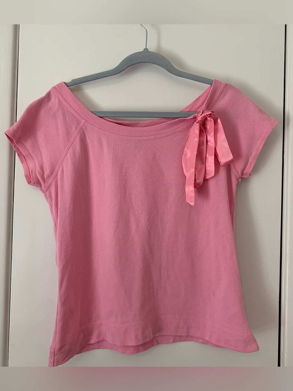 Betty Blue Jr. Plus Pink Tee  1X Satin Bow Accent Coquette Balletcore Y2 Vintage